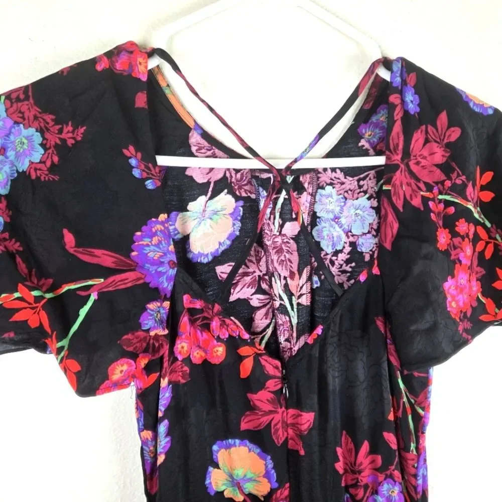 Women's REISS Floral Black Maxi Dress Size 02/XS - Picture 2 of 11